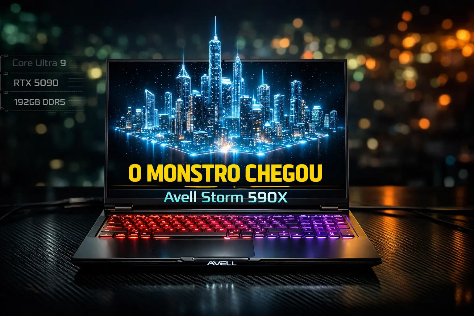 Avell Storm 590X: O Notebook Mais Poderoso do Brasil com RTX 5090, 192 GB de RAM e 4 Teras de SSD