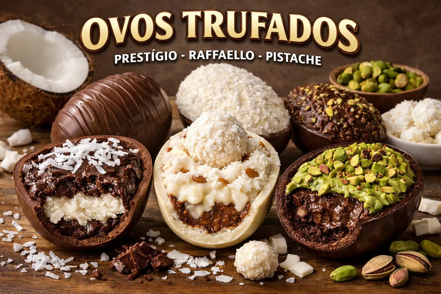 Como Fazer 3 Ovos de Páscoa Recheados – Prestígio, Raffaello e Pistache