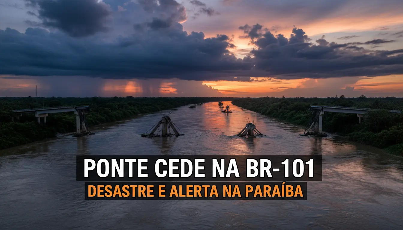 IMPRESSIONANTE – Ponte da BR-101 desaba e cena é registrada de perto
