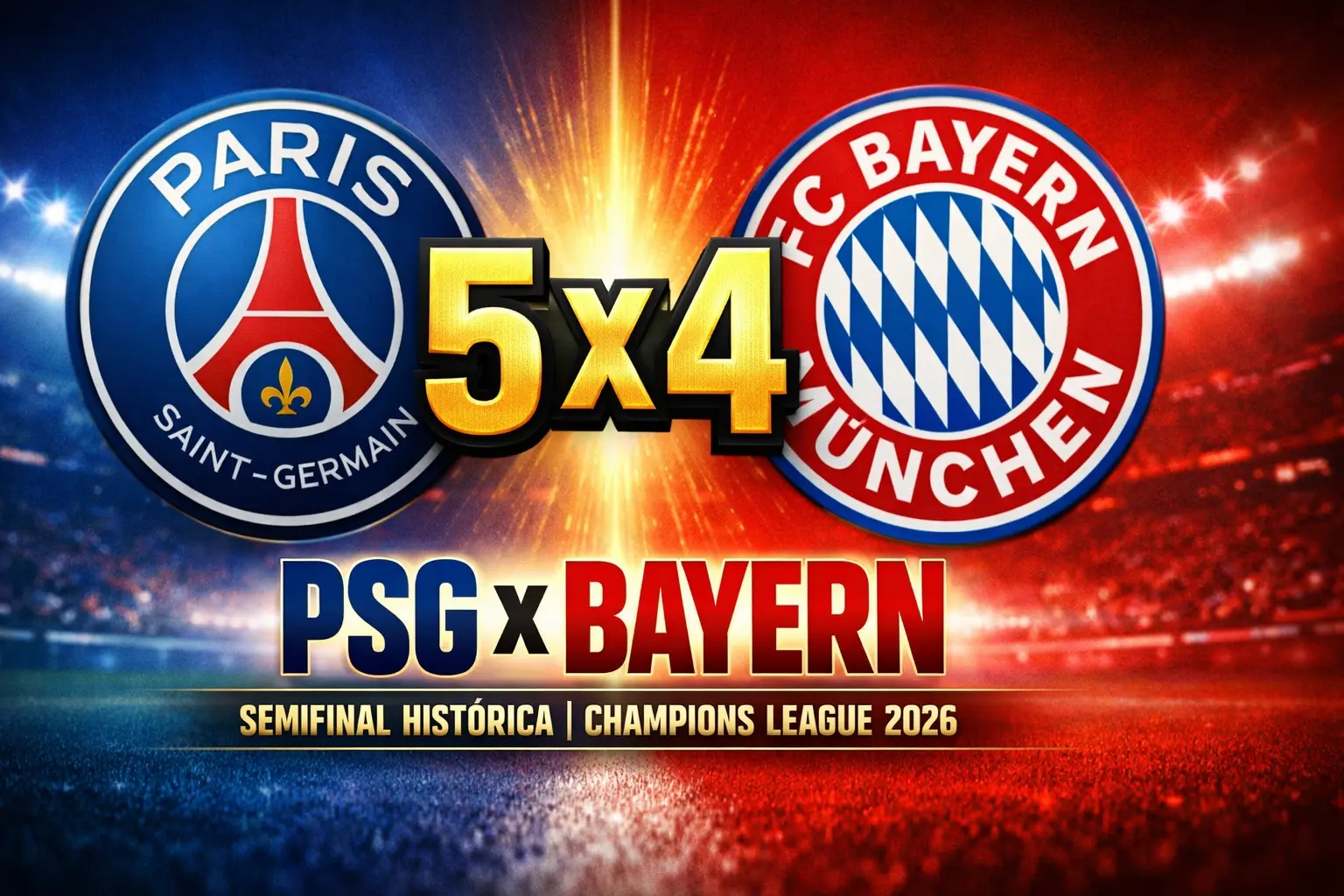 PSG 5x4 Bayern - Semifinal da Champions Entra para a História com 9 Gols no Parque dos Príncipes