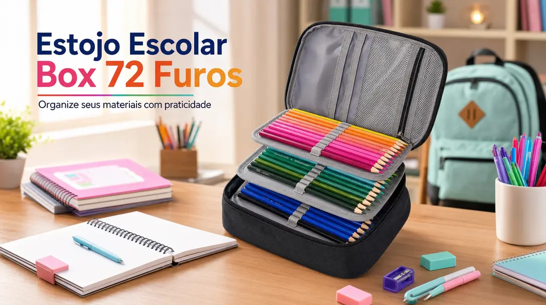 Estojo de Lápis Box Grande - solução prática para escola, desenho e papelaria
