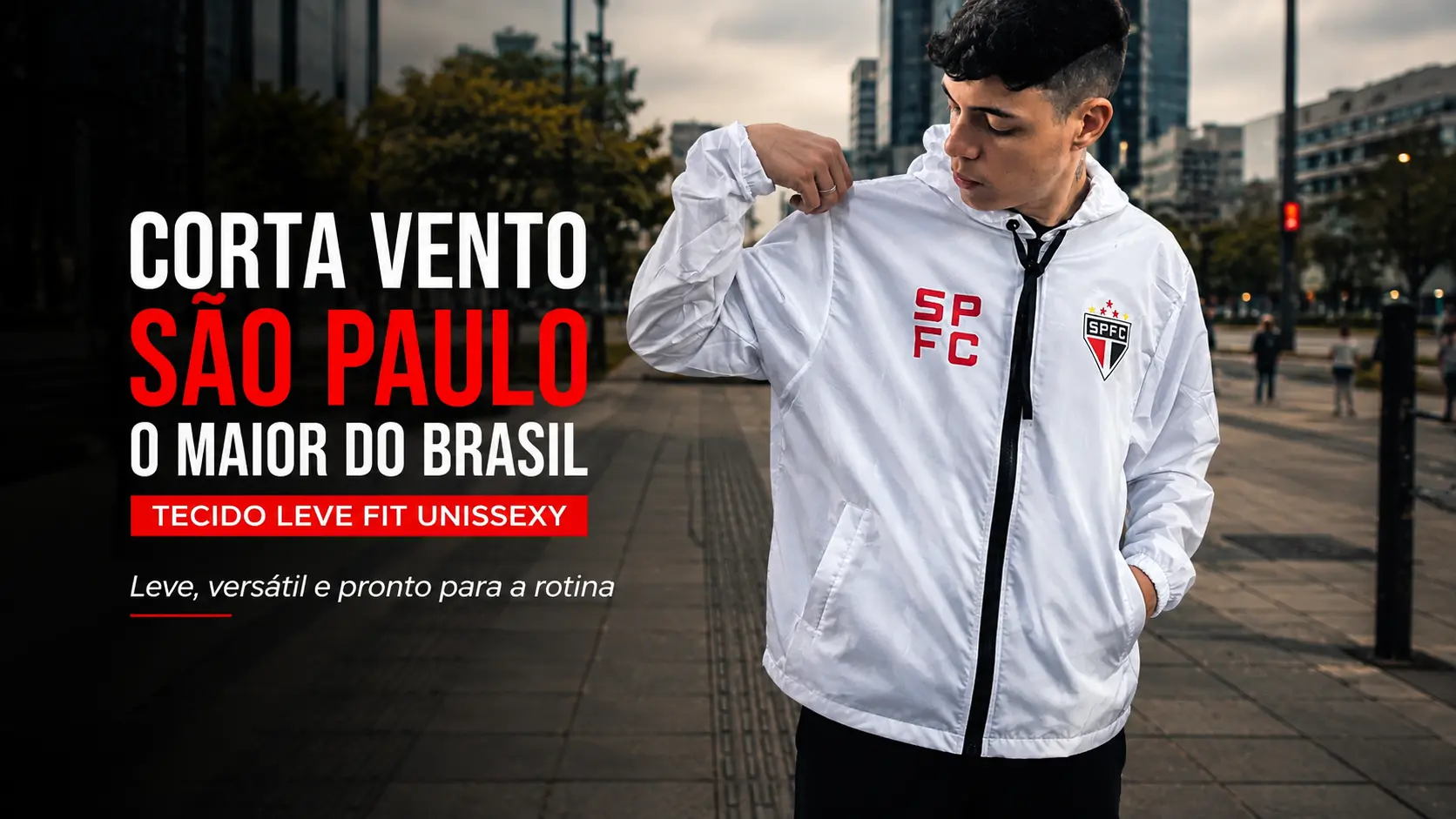 Garanta seu Corta Vento São Paulo na Shopee - Unissex, Leve, com Capuz e Bolsos