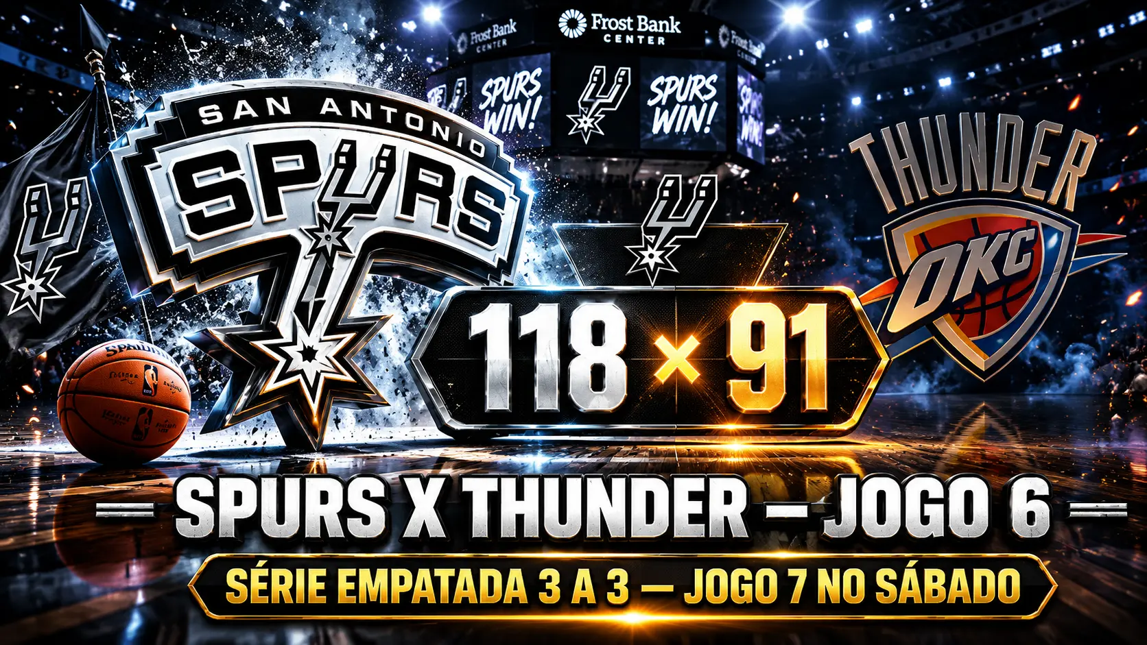 Sequência de 20 a 0 no Segundo Quarto Define o Domínio dos Spurs sobre o Thunder - Dois Gigantes Decidirão a Vaga no Jogo 7