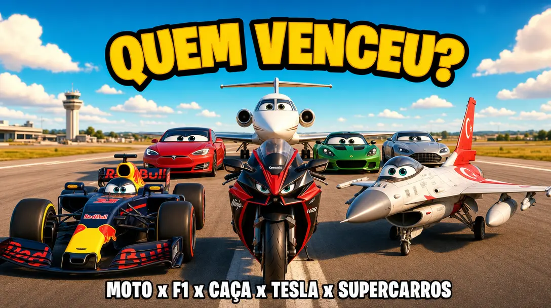 Uma Corrida Insana Colocou Lado à Lado um Jato, Supercarros, uma Moto e um F1 – Em quem Você Aposta?