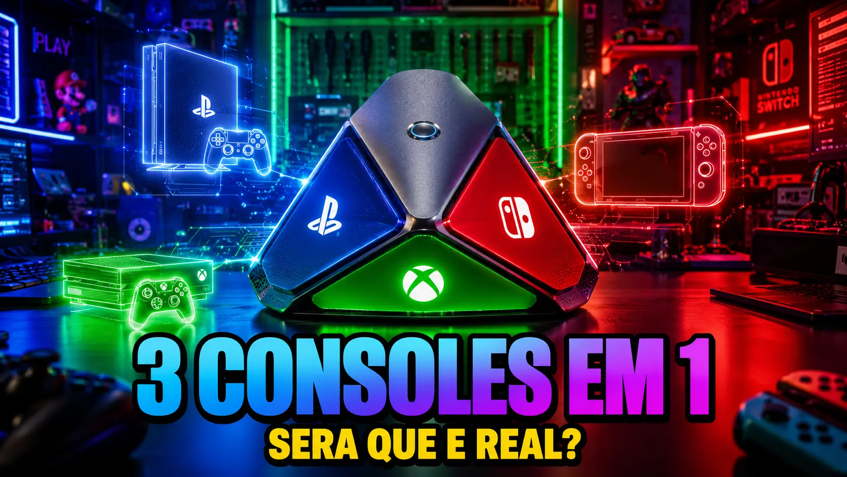 Ningtendo PXBOX 5 - O Frankenstein Gamer que Roda PS5, Xbox e Switch 2 com Um Botão